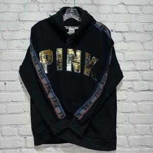 PINK Victoria’s Secret Bling Campus Reverse Flip Bling Sequin Logo Sweatshirt